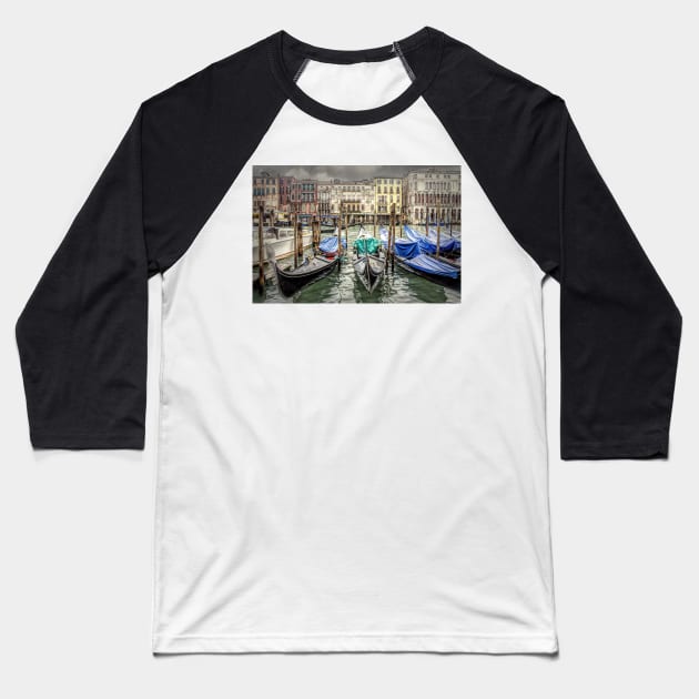 Rainy day on The Grand Canal in Venice Baseball T-Shirt by Tarrby